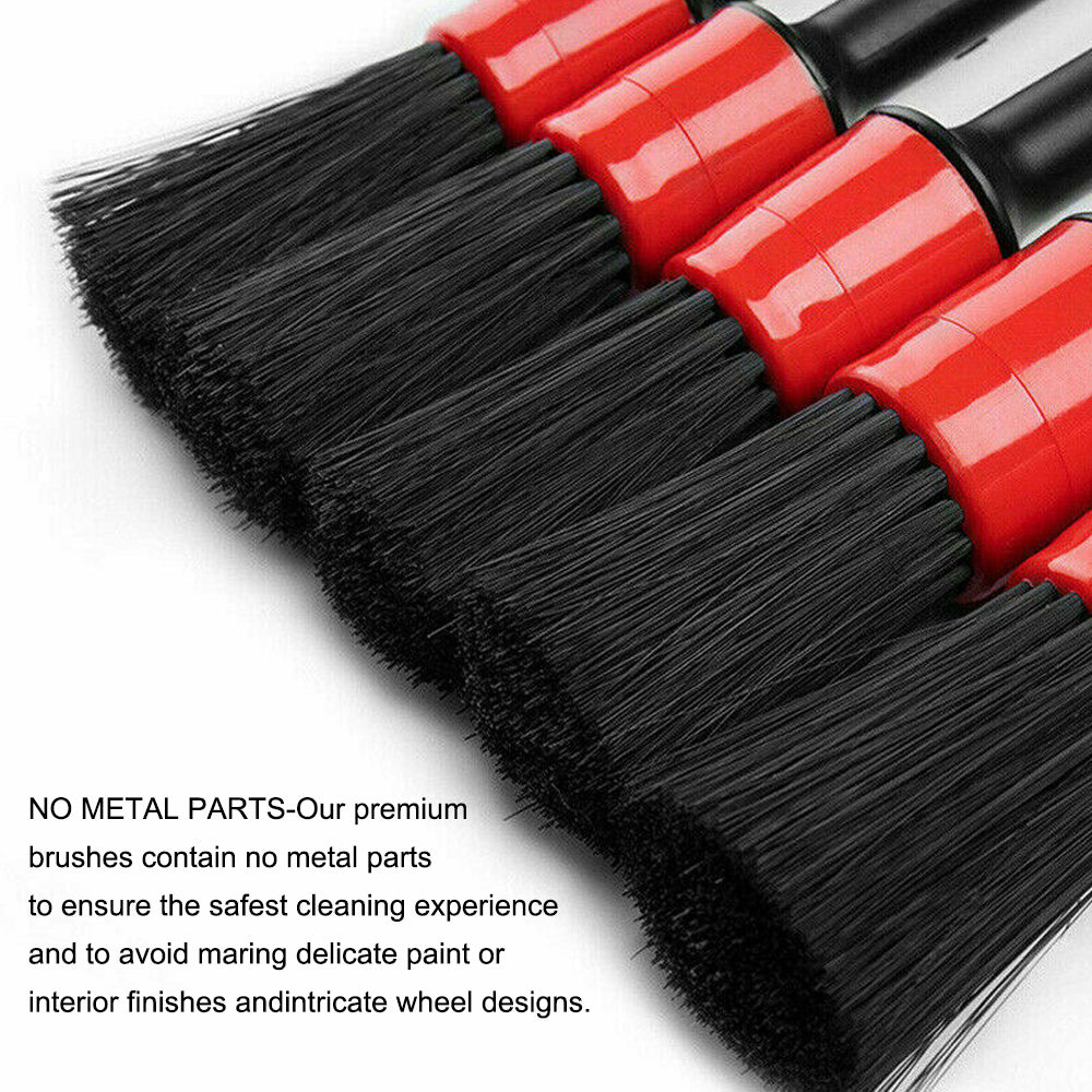 Duety  5PCS Car Detailing Brush for Cleaning Wheels Auto Detail Brush Set Boar Hair Automotive Detail Brushes Kit