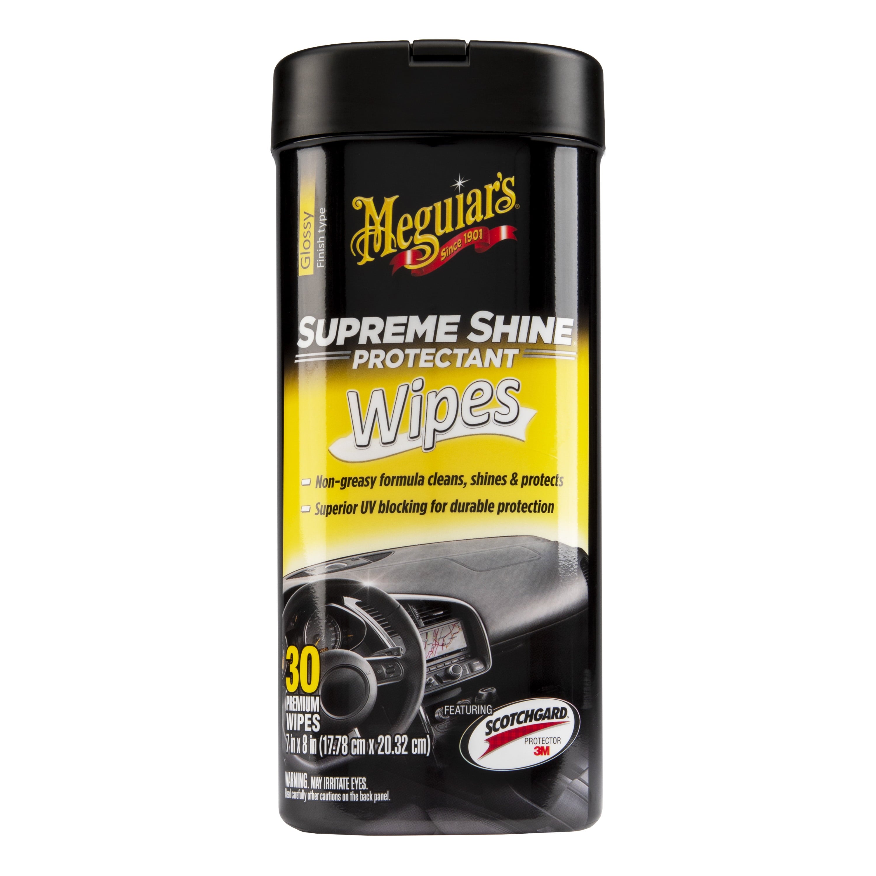 Meguiar's Supreme Shine Protectant Interior Cleaner Wipes, G4000, 30 Wipes