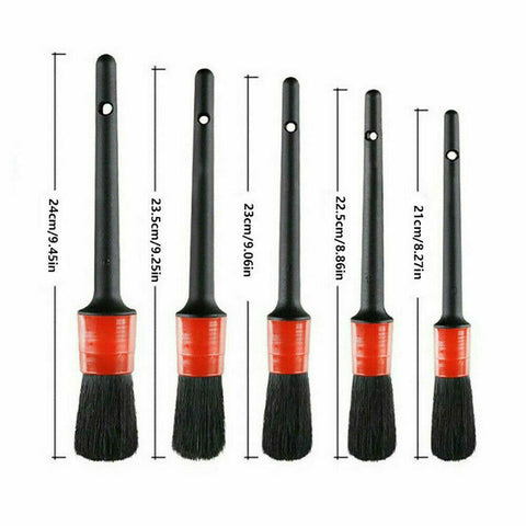 Duety  5PCS Car Detailing Brush for Cleaning Wheels Auto Detail Brush Set Boar Hair Automotive Detail Brushes Kit