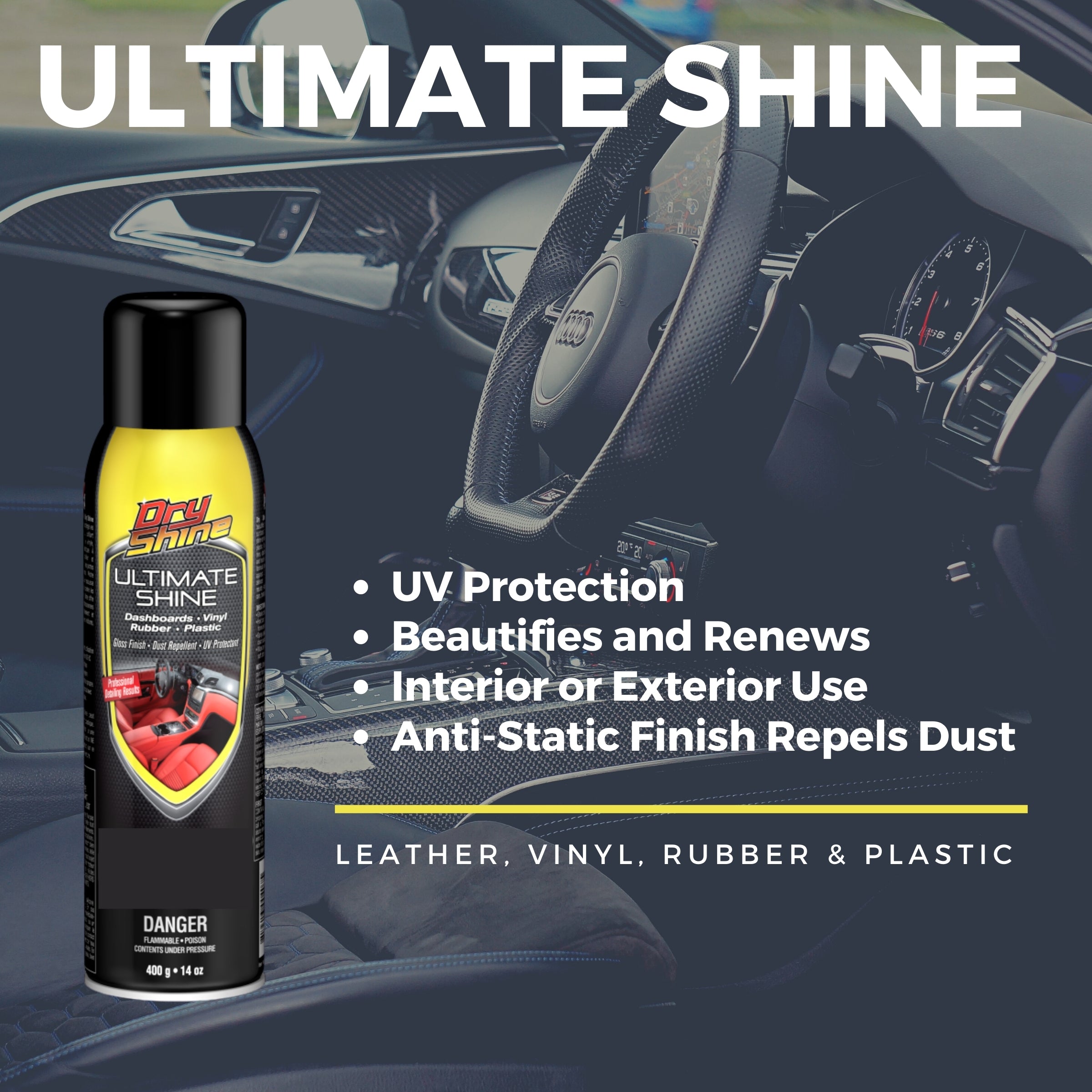 Dry Shine Car Care - Interior Detailing Kit with 2 Microfiber Towels