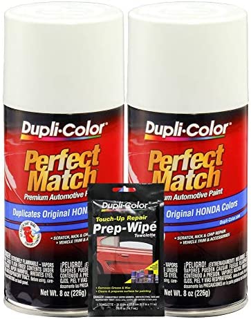 Sherwin-Williams Company Dupli-Color Taffeta White Exact-Match Automotive Paint - 8 oz, Bundles Prep Wipe (3 Items)