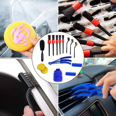 Wheel Brushes 15 PCS Car Detailing Brush Set Car Interior Cleaning Kit Includes Detail Brushes Wheel Brush Wheel Tire Brush Kit