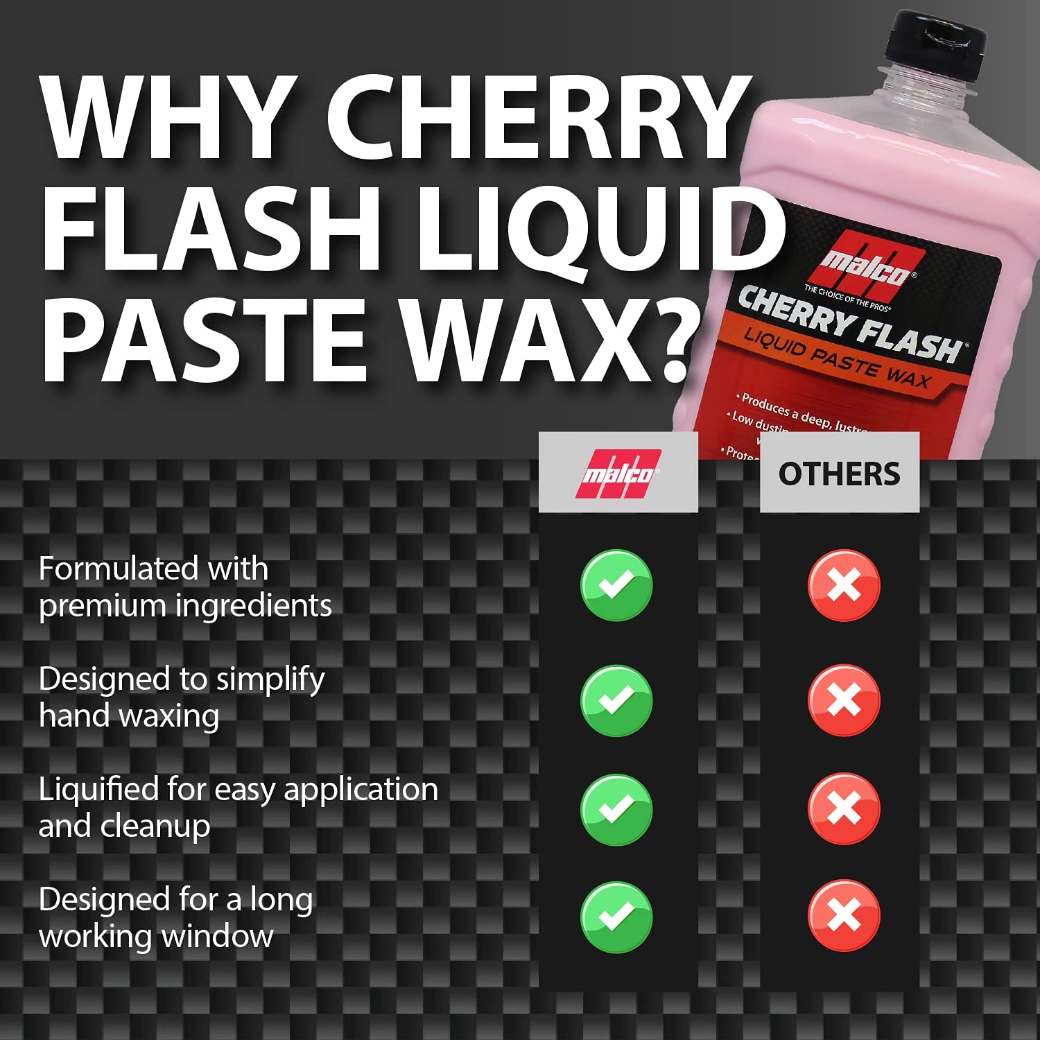 Malco Cherry Flash Automotive Liquid Paste Wax – Protect & Shine Your Vehicle,Lasting Gloss & Protection For Cars, Trucks, Boats and Motorcycles / 32 Oz. (124832)