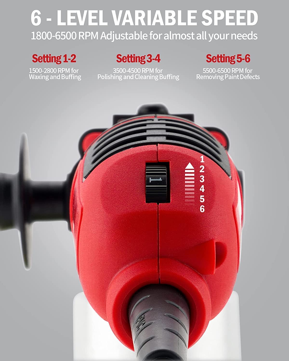 SILVEL Buffer Polisher, 1580W 7 Inch/6 Inch Rotary Car Buffer Polisher Waxer, 7 Variable Speed 1000-3500 RPM, Detachable Handle for Car, Boat Sanding, Polishing, Waxing