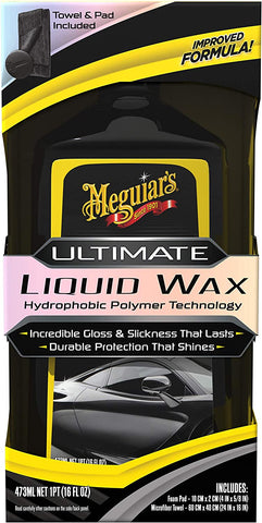 Meguiar's Ultimate Liquid Wax, Durable Protection that Shines, Towel and Pad Included - 16 Oz Bottle