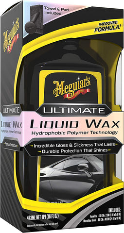 Meguiar's Ultimate Liquid Wax, Durable Protection that Shines, Towel and Pad Included - 16 Oz Bottle