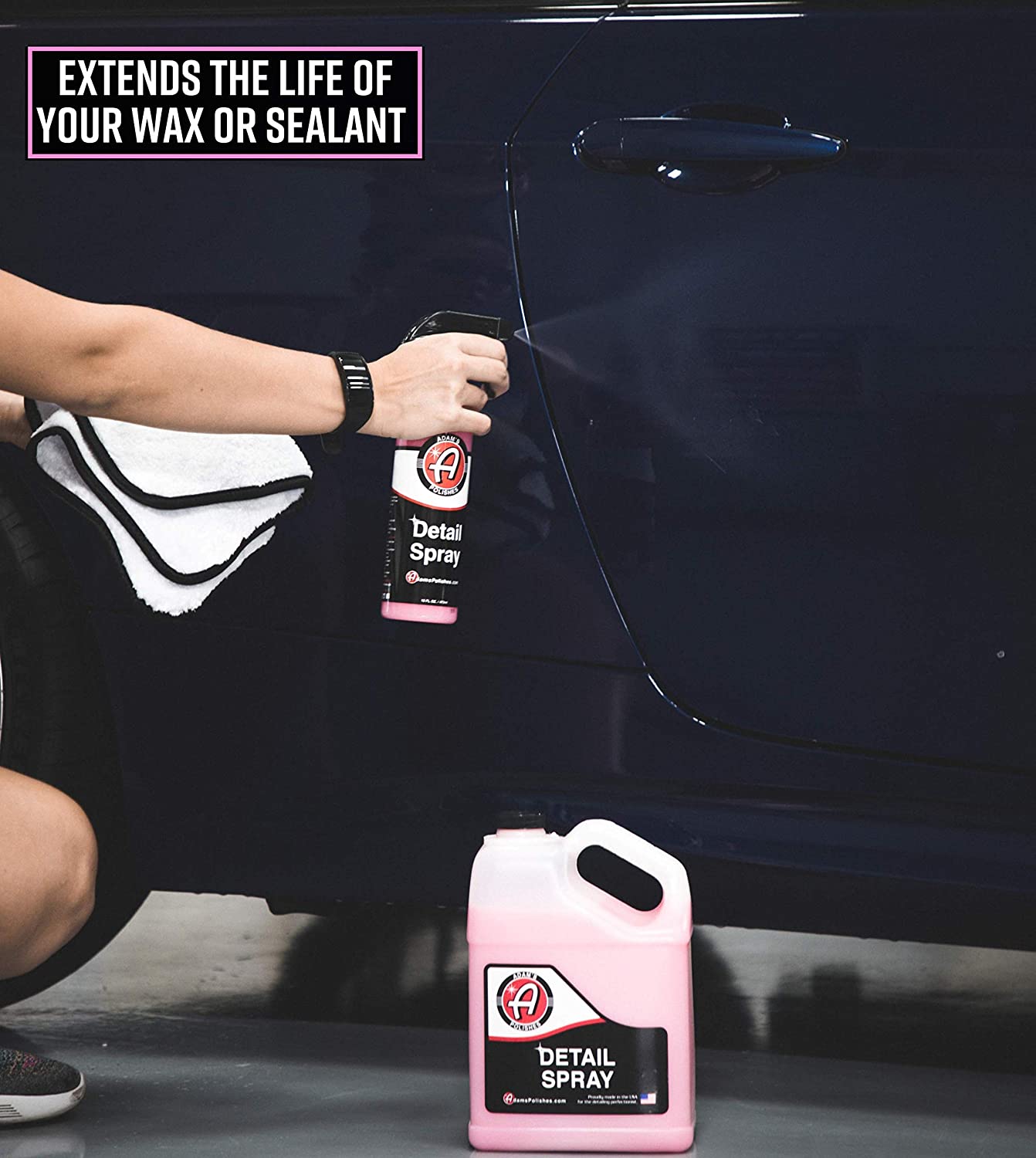 Adam's Detail Spray - Quick Waterless Detailer Spray for Car Detailing | Polisher Clay Bar & Car Wax Boosting Tech