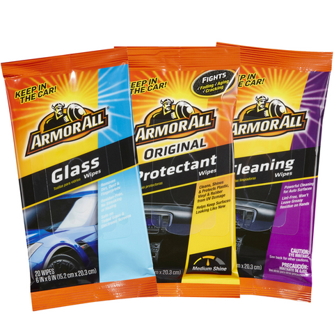 Armor All Wipes Protectant, Cleaning and Glass Kit (20 Wipes in Each Pouch)