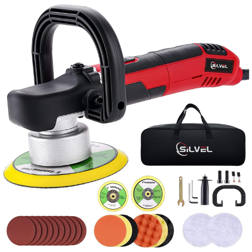 SILVEL Buffer Polisher, 1580W 7 Inch/6 Inch Rotary Car Buffer Polisher Waxer, 7 Variable Speed 1000-3500 RPM, Detachable Handle for Car, Boat Sanding, Polishing, Waxing