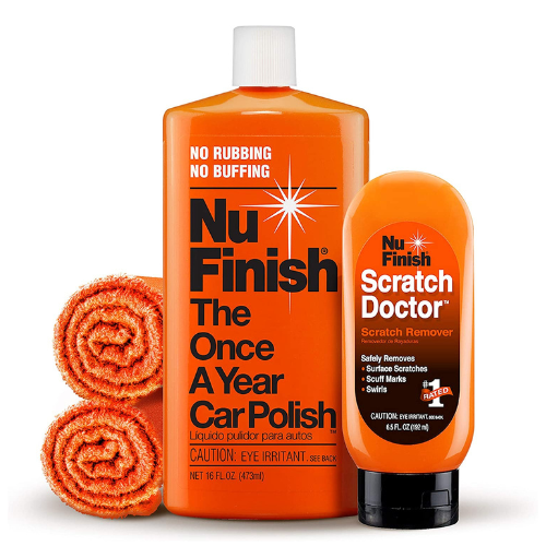 Nu Finish 4 Piece Car Care Kit, All in One Complete Car Care Kit, Includes Scratch Doctor Scratch Remover, Car Polish, and 2 Microfiber Cloths