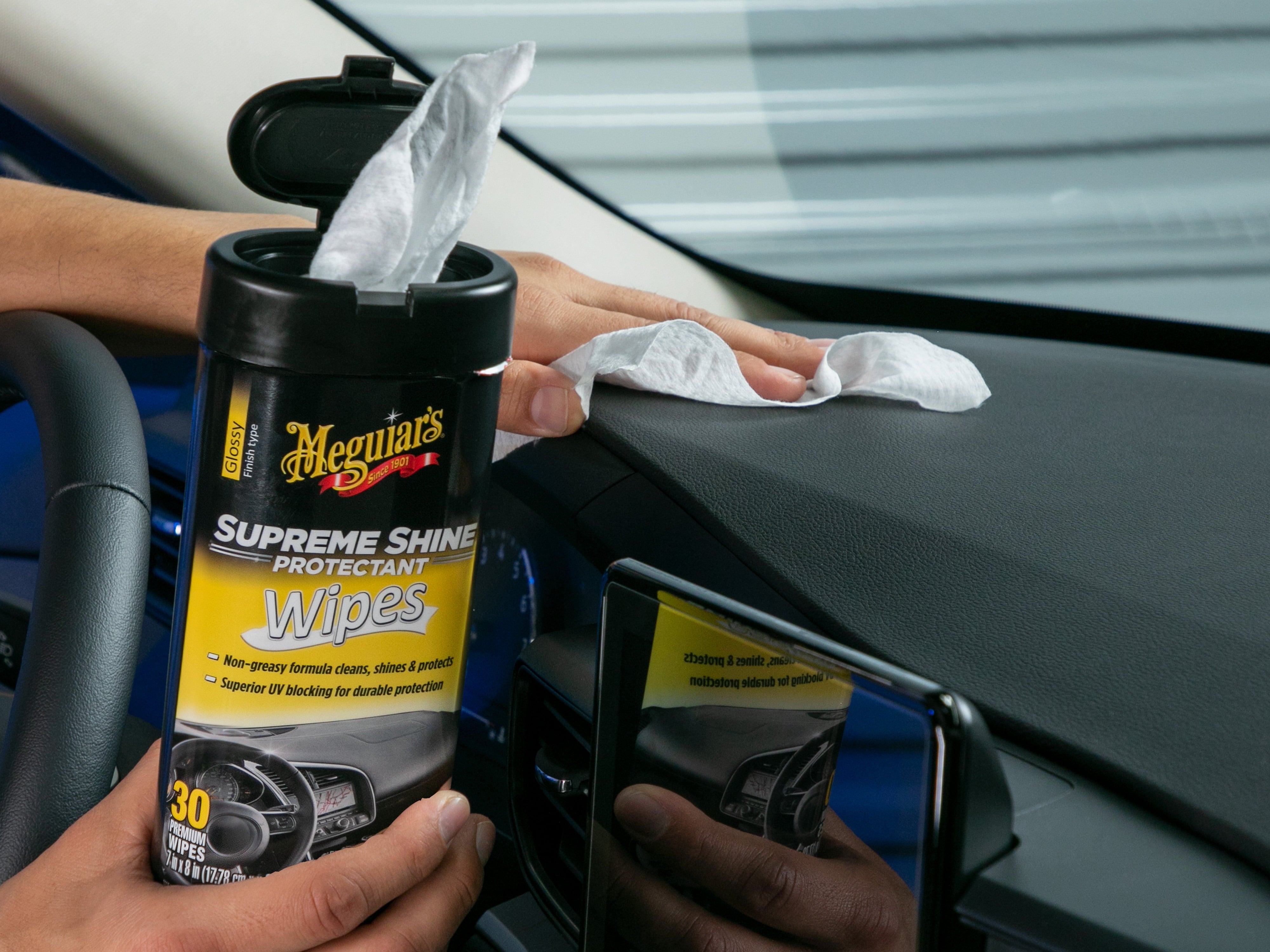 Meguiar's Supreme Shine Protectant Interior Cleaner Wipes, G4000, 30 Wipes