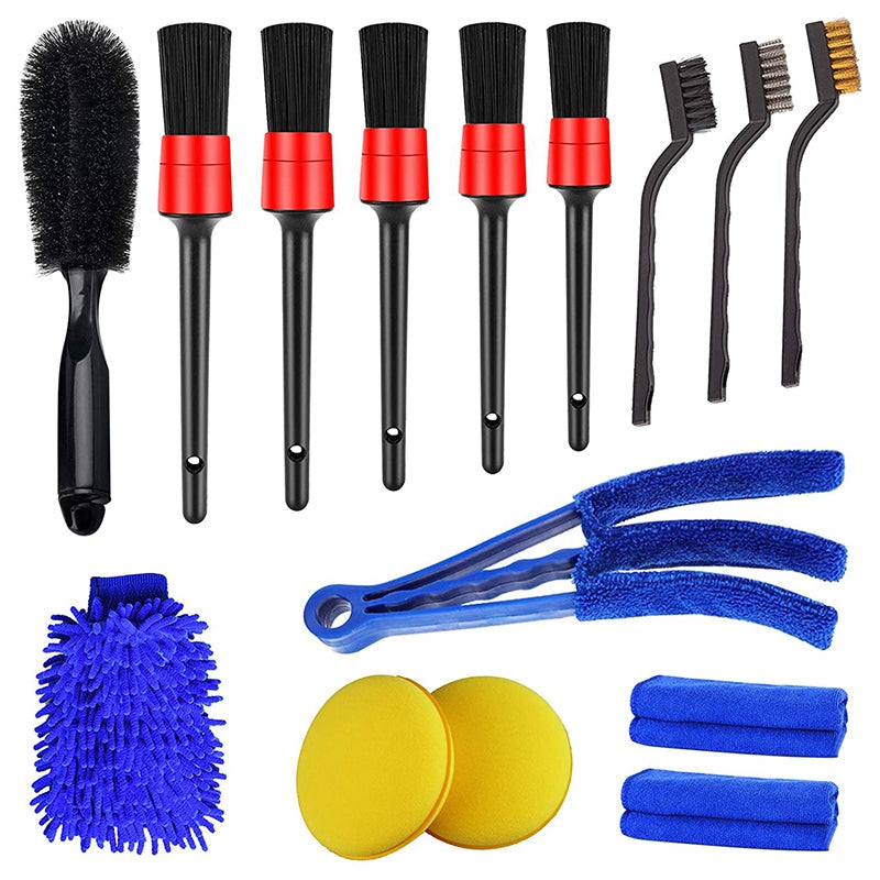 Wheel Brushes 15 PCS Car Detailing Brush Set Car Interior Cleaning Kit Includes Detail Brushes Wheel Brush Wheel Tire Brush Kit