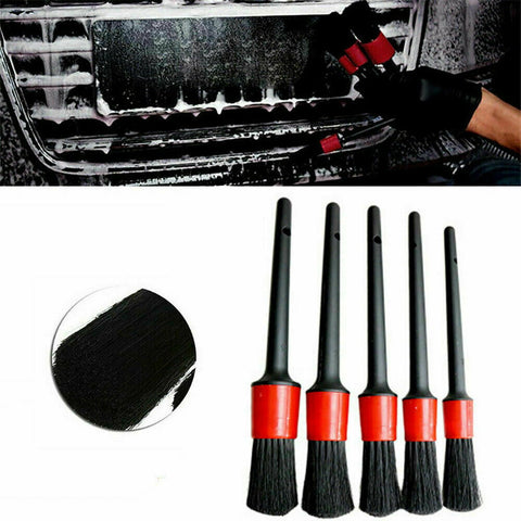 Duety  5PCS Car Detailing Brush for Cleaning Wheels Auto Detail Brush Set Boar Hair Automotive Detail Brushes Kit